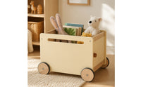 Toy Box with Wheels Compact Storage Box with Wheels Low-Profile Rolling Toy Chest for Playroom