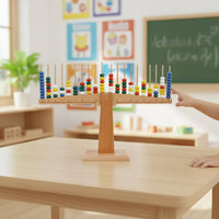 Early Education Kids Arithmetic Balance Game Hand-Eye Coordination Wooden Balance Scale Set Polished and Burr-Clear Montessori Weighing Toy for Toddlers, Kindergarten, Preschool