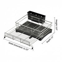 Stainless Steel Dish Rack and Sink Organiser, Modern Dish Drainer with Drainer Rack Tray, Space Saving Plate Rack for Modern Home Kitchen Sink