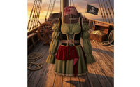 Off-Shoulder Pirate Dress Puff Sleeve Pirate Costume with Corset Belt Lace-up Dress with Belt for Women, Cosplay, Carnival, Theater Performances