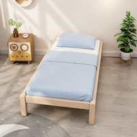 Bed Extension, Solid Beech Wood, Height-Adjustable Extension for Beds with Flat Base, For More Sleeping Space in Family Beds