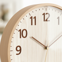Solid Wood Wall Clock with Silent Movement for Living Room and Bedroom