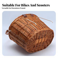 Double-Use Vintage Front Bike Basket Multipurpose Detachable Woven Basket Easy Installation for Shopping