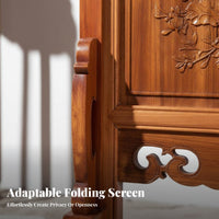 Chinese Design Folding Screen Double-Sided Antique Carved Room Separate R Reversible Panels Hand-Carved Folding Screen for Entryway, Tea House
