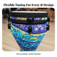 Adjustable Tuning Tunable Djembe Portable Djembe Drum Lightweight Musical Instrument Rich Resonant Sound for Beginners, Professionals, Music Class, Home Practice, Performance, Outdoor