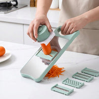 Mandoline Vegetable Slicer, Robust Vegetable Cutter with Hand Guard, 29.5x20x9cm Kitchen Grater for Precise Slices, Seafoam