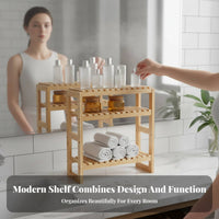 Countertop Storage Rack Versatile Desktop Organizer Rack Wooden Desktop Organizer Space-Saving Freestanding Slatted Shelf