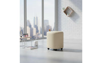 Soft Padded Seat Makeup Chair with Wheels Cream Design Storage Ottoman Stool Sturdy Wood Frame for Dressing Room
