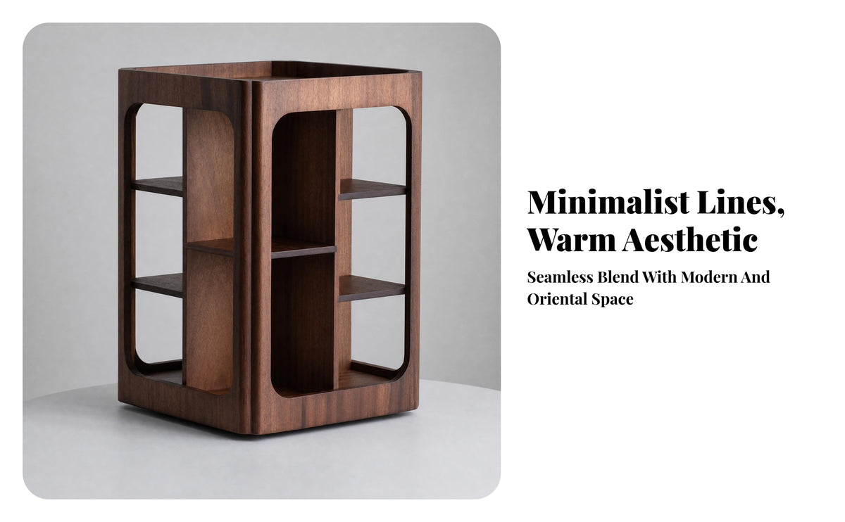 Rotating Storage Rack Square Desktop Display Shelf Hollow Center