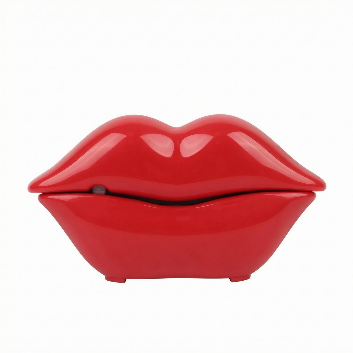 Rechargeable Lip-Shaped Voice Message Device Glossy Red Tabletop Voice Message Box Plastic Home Gadget Re-Recordable