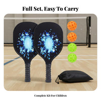 Wooden Paddleball Rackets Poplar Wood Pickleball Starter Kit Comfort Grip Athletic Gear for Beginners, Family, Outdoor, Backyard, Park