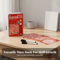 Maze Book Concentration Training Maze Challenge Book Wipe-Clean Activity Cards Screen-Unrestricted Fun Educational Toy Enhances