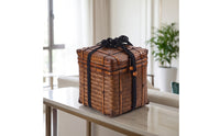 Bamboo Storage Box with Lid Handcrafted Storage Box with Lid Vintage Woven Basket for Collectors
