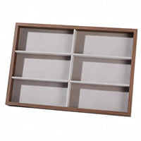 Divided Interior Wooden Eyeglass Display Box Lined Insert 6-Compartment Display Box Rectangular Easy to See