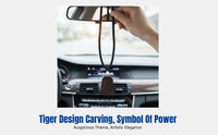 Rosewood Tiger Pendant, Zodiac Necklace, Hand-Carved Car Charm