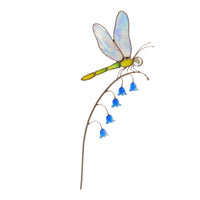 Dragonfly Garden Stake with Flower Charms Iridescent Dragonfly Planter Pot Stake Decorative for Planters