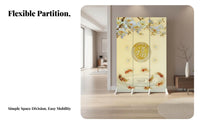 Foldable Design Movable Partition with 'Fu' Character Chinese aesthetic Room Divider Good Fortune Symbol Folding Screen Minimalist Aesthetic for Interior Decorators, Culture fans, Office Workers, Entryway, Bedroom, Studio Apartment