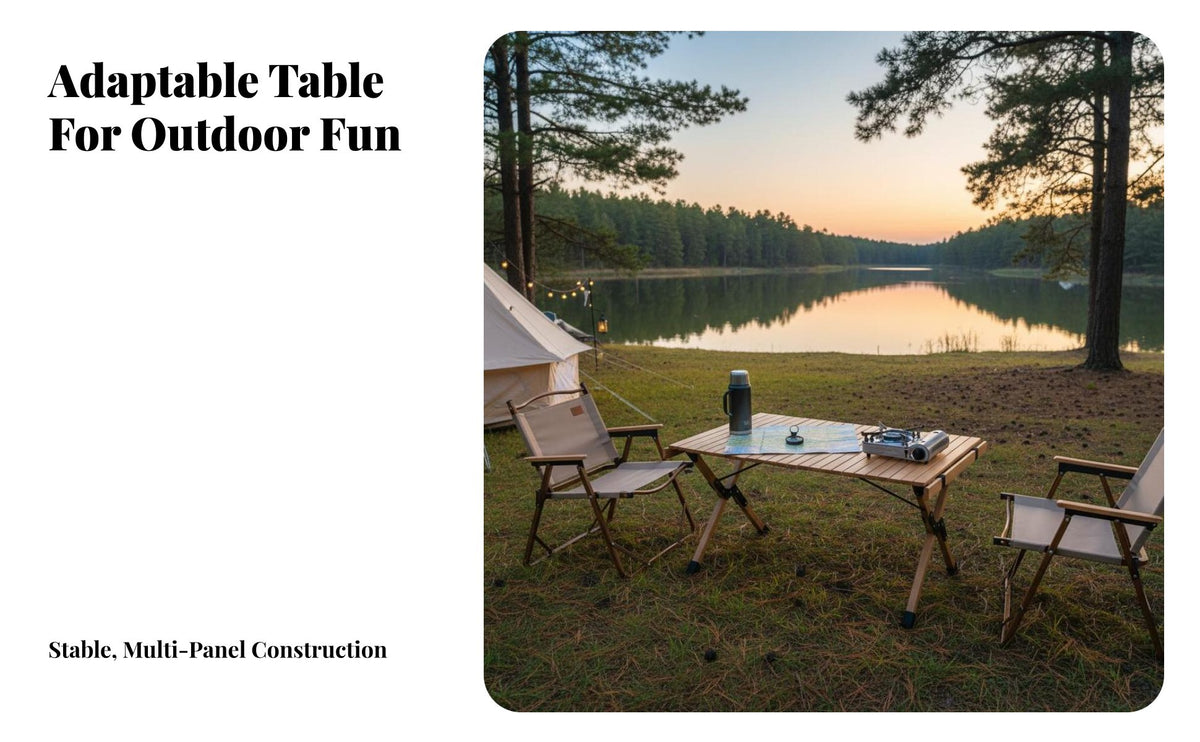 Roll-Top Camp Table Portable Square Roll-Top Camp Table Foldable Design Camping gear for travelers, outdoor diningkers, Barbecue, outdoor dining, Tailgating