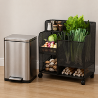 Metal Kitchen Rack with Casters, Storage Wagon, Gap Storage, Multi-Purpose Storage Cart