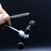 Stainless Steel Fly Tying Tool Kit Anti-Slip Handle Angled Picking Needle Metal Body Wire Brush Cleaner Fiber Grooming