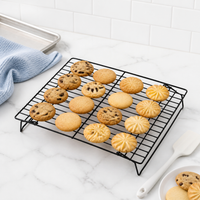 Foldable Cooling Rack, Black Metal Cooling Rack for Baking, Cooling Rack Cakes, Cookies, Pastry & Meat, Non-Adherent Surface