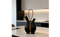 Modern Handle Vase Creative Ornament Double Vase with Handle Flower Holder for Living Room, Lodging Establishment, Model Home