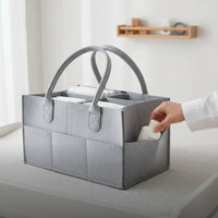 Diaper Organizer Multipurpose Textile Diaper Organizer Multi-Compartment Infant Essentials Storage Basket for Travel, Car