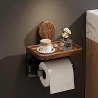 Toilet Roll Holder for Bathroom Storage and Toilet Paper, Suction Cup Installation with Shelf, Space Saving Paper Roll and Tissue Roll Rack
