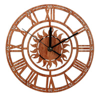 Wood-Grain Wooden Wall Clock Decorative Cutout Wall Clock Rustic Openwork for Entryway