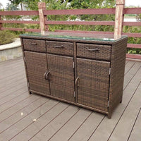 Waterresistant Rattan Door Cabinet sunlight-resistant Multi-Shelf Wicker Cabinet Multifunctional Outdoor Furniture With Doors for Apartment Dwellers, Interior Design fans, Balcony, Garden, Entrance, Hallmanner