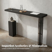 Suspended Table Rustic Minimalism Solid Wood High Top Table Minimalist Design Narrow Wall Desk for Homeowners, Renters, Living Room, Hallway