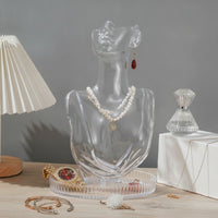 Mannequin Bust with Tray Glossy Jewelry Display Bust Necklace Holder with Base Multi-Functional for Vanity Table, Dresser