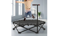 Foldable Fitness Trampoline with Handle Adjustable Folding Trampoline with Handlebar Anti-Slip Rebounder with Handle Waterproof for Apartment