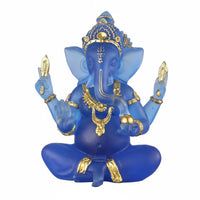 Southeast Asian Design Ganesha Statue Translucent Resin Elephant God Figurine Handmade Lord Ganesha Idol Gold Accents for Hindus, Spiritual Seekers, Mind-Body Practice Practitioners, Altar, Meditation Room, Desk, Car Dashboard