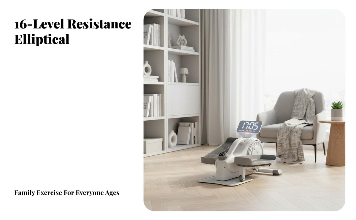 Quiet Operation Mini Elliptical Exercise Machine Low Effect Mini Elliptical Machine Anti-Slip Pedals Compact Stepper Machine Forward & Backward Motion for Office Workers, Seniors, Home