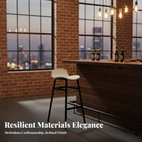 Industrial Aesthetic Saddle Seat Bar Stool Modern Design Backless Saddle Stool Sturdy Frame Counter Chair Built-in Footrest for Homeowners, Adults, Business Owners, Cafe, Kitchen, Dining Area