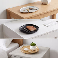 Decorative Tray with Ribbed Surface Brushed Irregular Metal Dish Sculptural Catchall Tray for Vanity