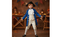 Colonial Costume Theatrical Historical Costume with Hat Layered Period Dressing Up Set for Children, Halloween