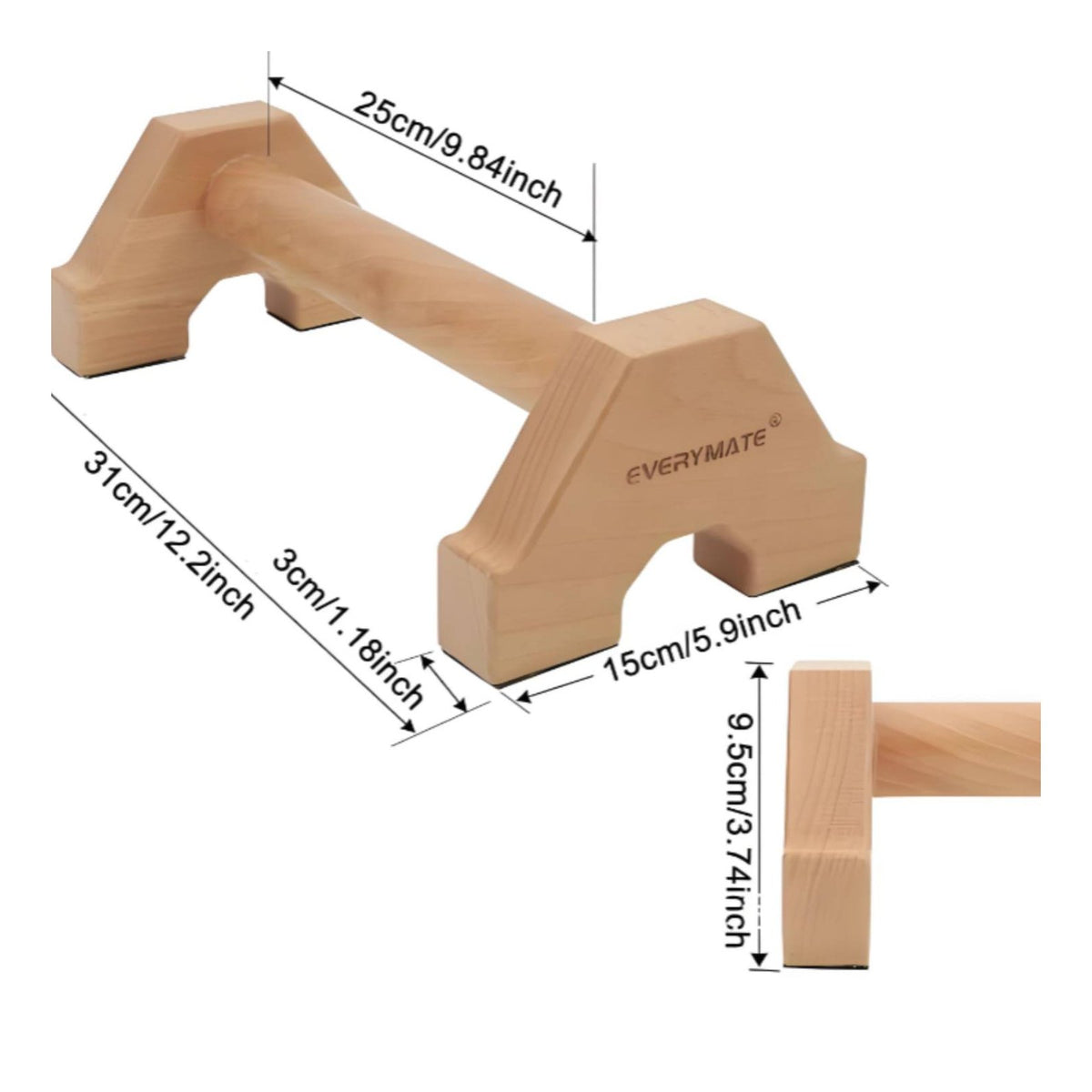 Stable Support Wood Pushup Handles Sturdy Wooden Push-up Grips Long-Lasting Wooden Parallettes Non-Slip Base for Home Gym, Gymnastics Training
