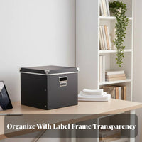 Lidded File Box with Metal Corners Portable Household Storage for Closet, Travel