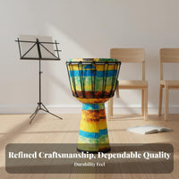 Tuningtuning-Not-Required 10-Inch Floral Djembe Portable African Drum Ready to Play Percussion Instrument Lightweight for Beginners, Music Students, Home Practice, Outdoor Gatherings, Stage Performance, Live Performances
