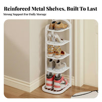 Space-Saving Vertical Shoe Rack Small Footprint Narrow Shoe Storage Unit Strong Load-Bearing Entryway Furniture Sturdy Construction for Apartment Dwellers, Homeowners, Families, Hallway, Bedroom, Living Room, Closet