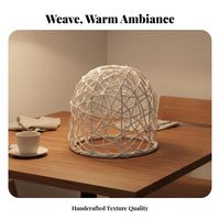 Faux Rattan Light Shade Bohemian Design Woven Lamp Shade Hollow-out Design Woven Basket Lampshade for Restaurant, Dining Room, Kitchen