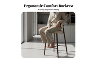 Modern Design Upholstered High Stool with Low Back Built-in Footrest Counter Chair Sturdy Construction Home Furniture Padded Seat for Adults, Homeowners, Business Owners, Bar, Front Desk, Cafe, Eatery