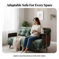 Retro Design Wooden Frame Sleeper Sofa cleanable Cover transformable Couch versatilePurpose Household Furniture Space-Saving for Apartment Dwellers, Young Adults, Homeowners, Small Spaces, Living Room, Bedroom, Home Office