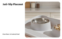Stainless Steel Double Pet Bowl Spill Proof Cat Food and Water Bowl Set Anti-Slip Base for Cats, Kittens