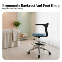 Ergonomic Medical Rolling Chair PU Leather Seat Oral Assistant Chair Pressure-Resistant-Resistant Gas Lift Adjustable Swivel Stool with Backrest