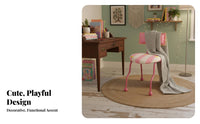 Comfortable Padding Striped Hug-Me Chair Sturdy Frame Vanity Stool Skin-Friendly Textile Upholstered Seat Non-Slip Foot Pads for Teenagers, Homeowners, Dressing Table, Study Room, Home Office, Reading Nook