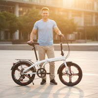 Folding Bike with Disc Brakes Alloy Wheels 20 Inch Folding Two-Wheeler High-Carbon Steel Frame Portable Street Bike for Commuters, Students, Commuting