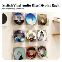 Drillwithout Drilling Installation Clear Album Holder Decorative Transparent Album Ledge Easy to Install Display Rack Invisible Appearance for Vinyl Collectors, Music Lovers, Home Decorators, Living Room, Bedroom, Cafe, Office